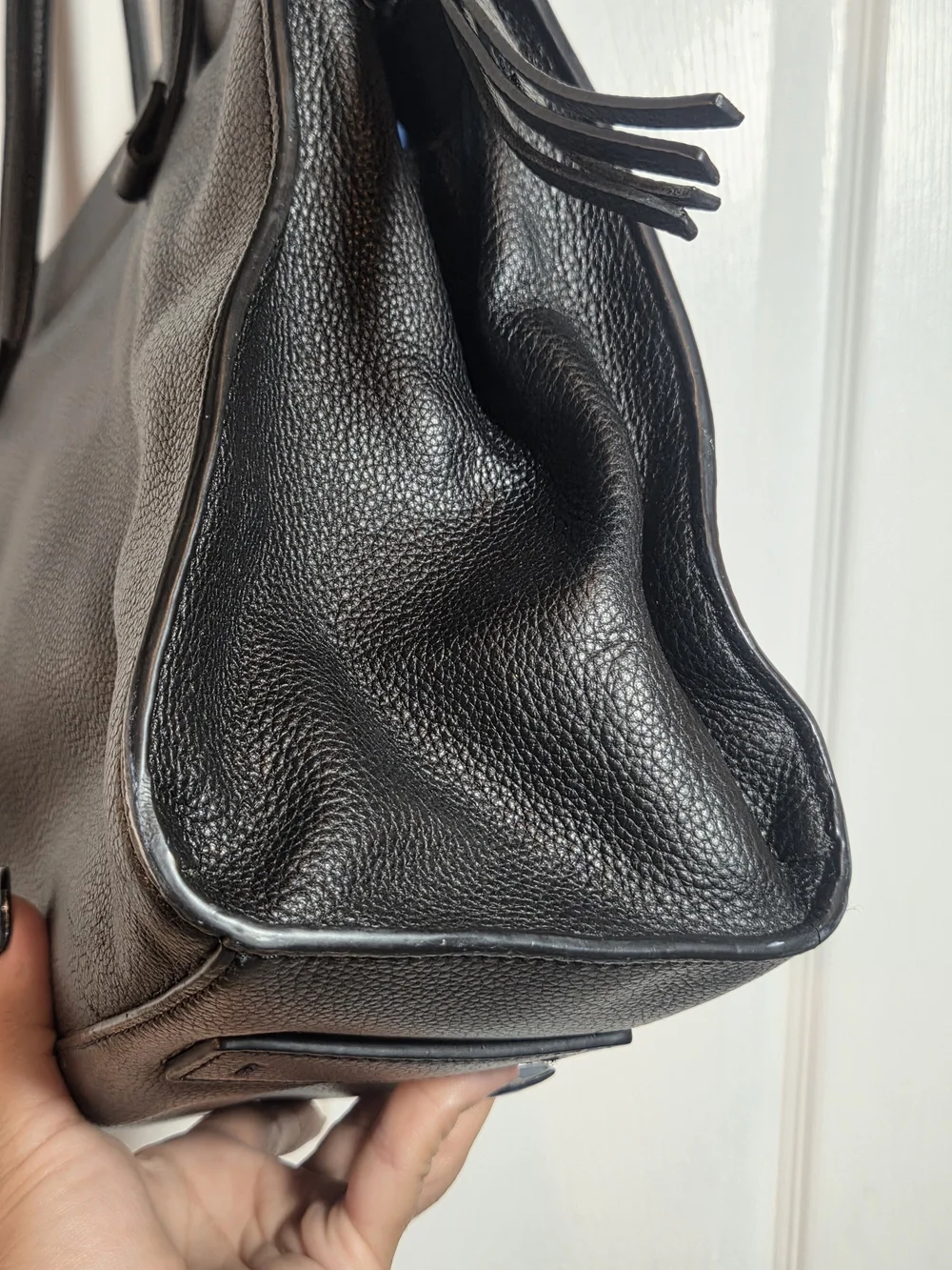 T Tahari Handbag Sienna Black Pebbled Leather Shoulder Bag Purse